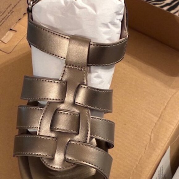 Clarks- Pewter Leather Platform Sandals Women's Size 8/15 - Picture 4 of 5
